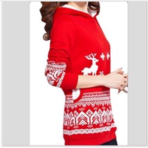 NWT Red Reindeer Hoodie Sweatshirt